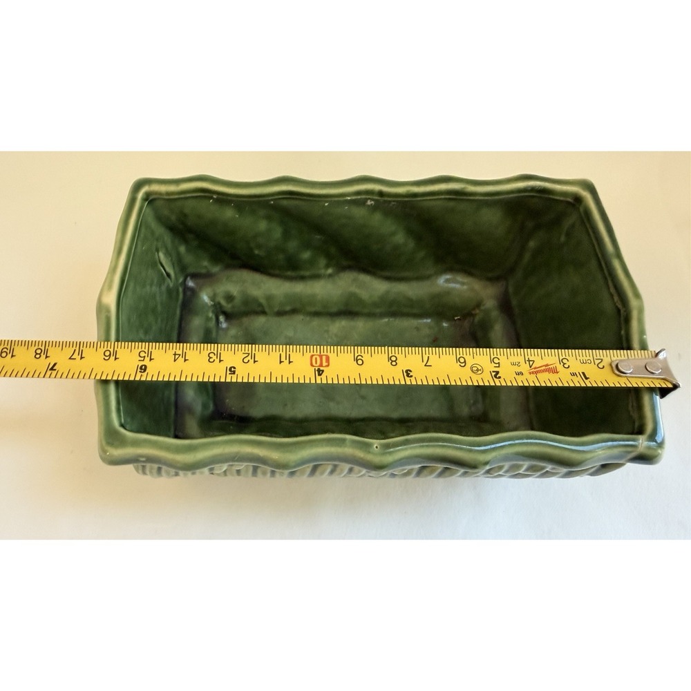 Vintage USA Ceramic Green Rectangular Planter Mid Century Modern 6x4x3 - Picture 4 of 6